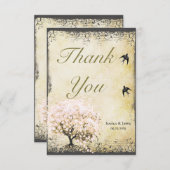 Herz Leaf Pink Tree Vielen Dank Dankeskarte (Vorne/Hinten)