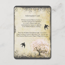 Herz Leaf Pink Tree Vintage Hochzeitungs-Info-Kart Begleitkarte