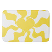 Herz - Lemon Gelb und Weiß Badematte (Vorderseite)