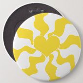 Herz - Lemon Gelb und Weiß Button (Vorne & Hinten)