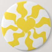 Herz - Lemon Gelb und Weiß Button (Vorderseite)