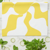 Herz - Lemon Gelb und Weiß Geschirrtuch (Gefaltet)