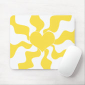 Herz - Lemon Gelb und Weiß Mousepad (Mit Mouse)