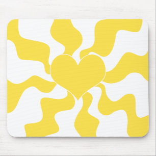 Herz - Lemon Gelb und Weiß Mousepad