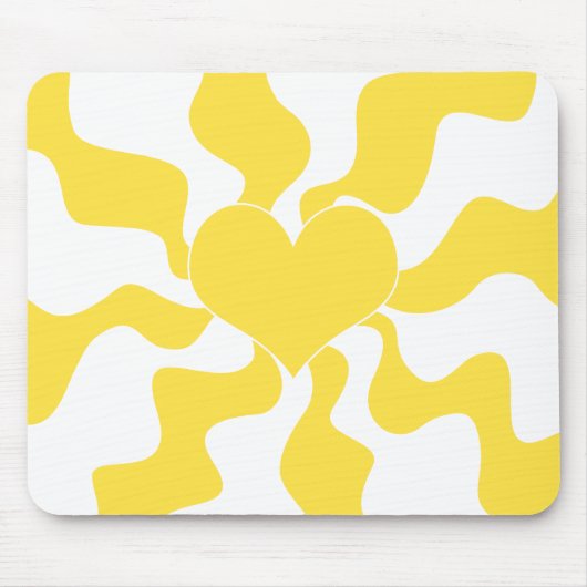 Herz - Lemon Gelb und Weiß Mousepad (Vorne)