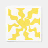 Herz - Lemon Gelb und Weiß Serviette (Vorderseite)