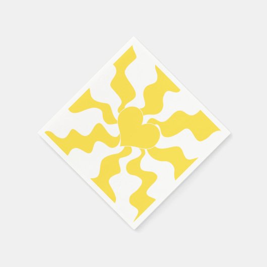 Herz - Lemon Gelb und Weiß Serviette (Ecke)
