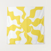 Herz - Lemon Gelb und Weiß Wandteppich (Vorderseite (Horizontal))