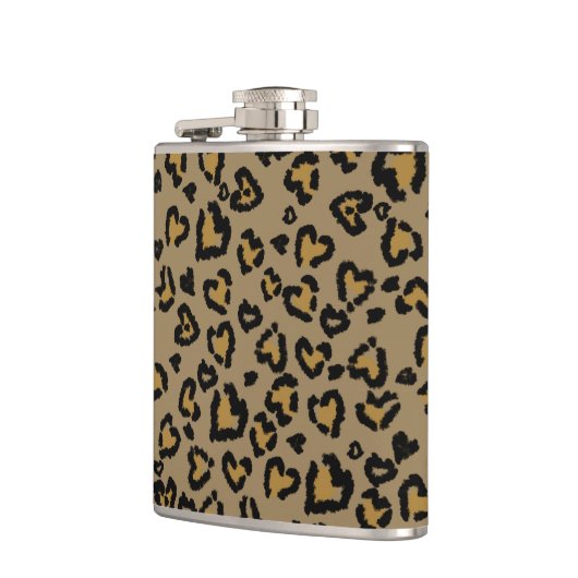 Herz-Leopard Muster in natürlichen Farben Flachmann (Links)