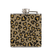 Herz-Leopard Muster in natürlichen Farben Flachmann (Rückseite)