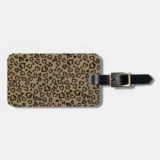 Herz-Leopard Muster in natürlichen Farben Gepäckanhänger (Vorderseite horizontal)