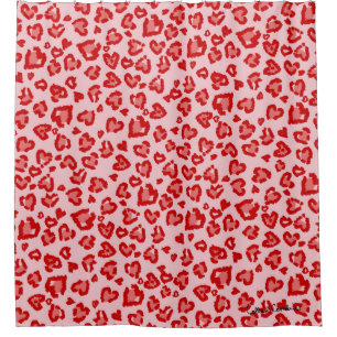 Herz Leopard Muster in Rot auf Blush Duschvorhang