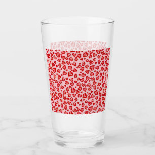 Herz Leopard Muster in Rot auf Blush Glas