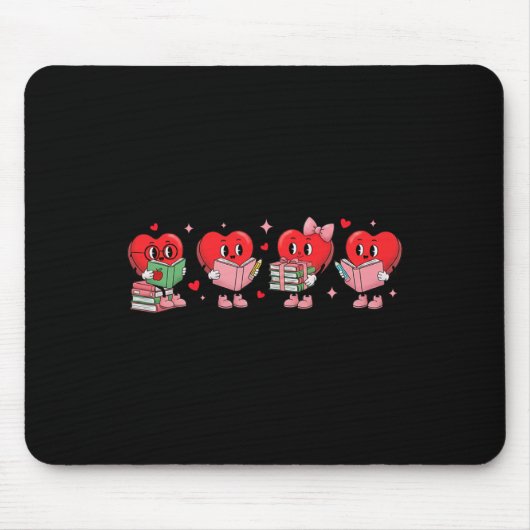Herz Lesebücher Valentinstag Lehrer Bibliothek Buc Mousepad (Vorne)