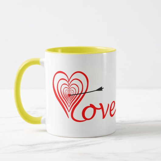 Herz Liebe Dartscheibe mit Pfeil Tasse (Links)