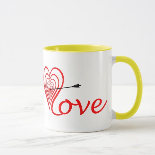 Herz Liebe Dartscheibe mit Pfeil Tasse (Rechts)
