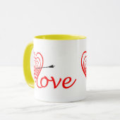 Herz Liebe Dartscheibe mit Pfeil Tasse (Vorderseite Links)
