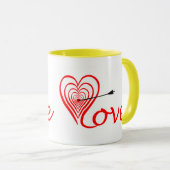 Herz Liebe Dartscheibe mit Pfeil Tasse (VorderseiteRechts)