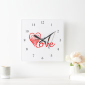 Herz Liebe Dartscheibe mit Pfeil und Bogen Quadratische Wanduhr (Zuhause)