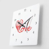 Herz Liebe Dartscheibe mit Pfeil und Bogen Quadratische Wanduhr (Winkel)