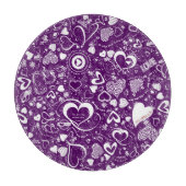 Herz Liebe Doodles Lila Schneidebrett (Vorderseite)