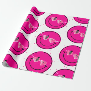 Herz Liebe glückliches Gesicht vintage Valentinsta Geschenkpapier