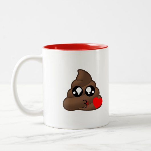Herz-Liebe kacken Emoji Zweifarbige Tasse (Links)