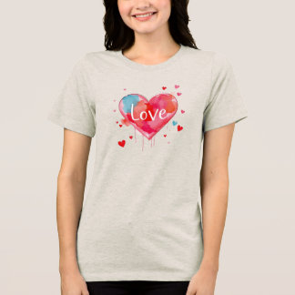 Herz Liebe Moderne Wasserfarbe Artsy Valentinstag Tri-Blend Shirt