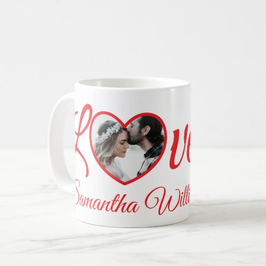 Herz-Liebe personalisiert Valentinstag Geschenk Kaffeetasse (Vorderseite Links)