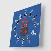 Herz-Liebe-Pop Quadratische Wanduhr (Winkel)