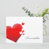 Herz Liebe Puzzle Einladung (Stehend Vorderseite)