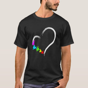 Herz Liebe Puzzleteile Autismus-Bewusstsein Famili T-Shirt