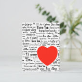 Herz Liebe Sie Postkarte (Stehend Vorderseite)