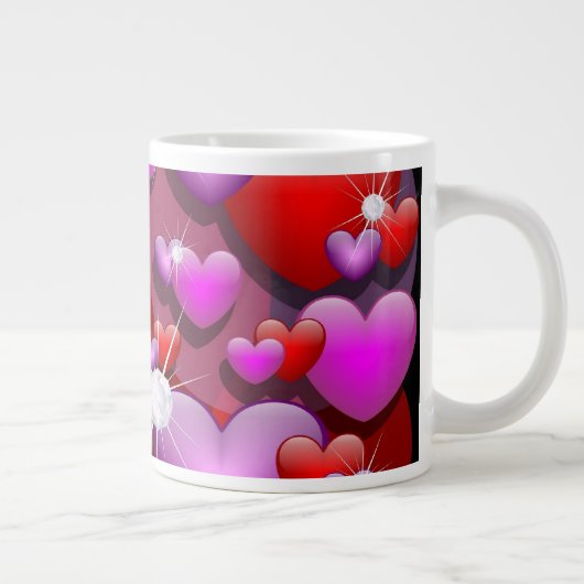 Herz-Liebe und Diamonds Jumbo-Tasse (Rechts)