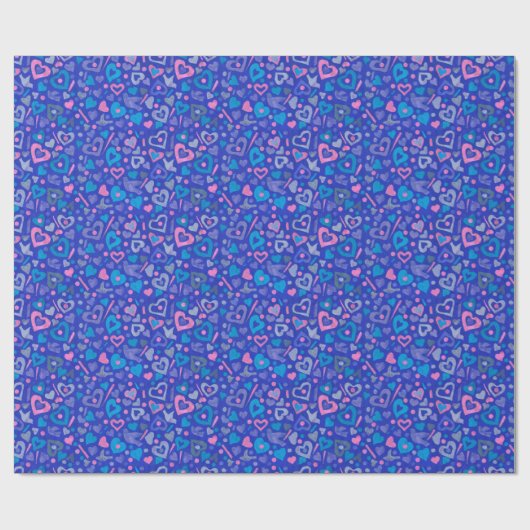 Herz-Liebe Valentines Paper Collage Pattern Blau Geschenkpapier (Flach)