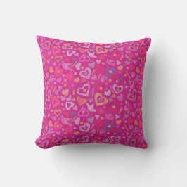 Herz Liebe Valentinstag Collage Pattern Fuchsia Kissen