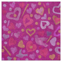 Herz Liebe Valentinstag Collage Pattern Fuchsia Stoff