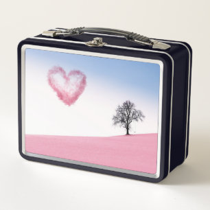 Herz Liebe Valentinstag Hintergrund Baum Himmel Metall Brotdose