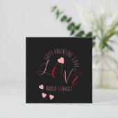 Herz-Liebe Valentinstag Rosa Drehbuch Herz Karte (Stehend Vorderseite)