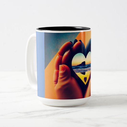 Herz-Liebe Zweifarbige Tasse (Vorderseite Links)