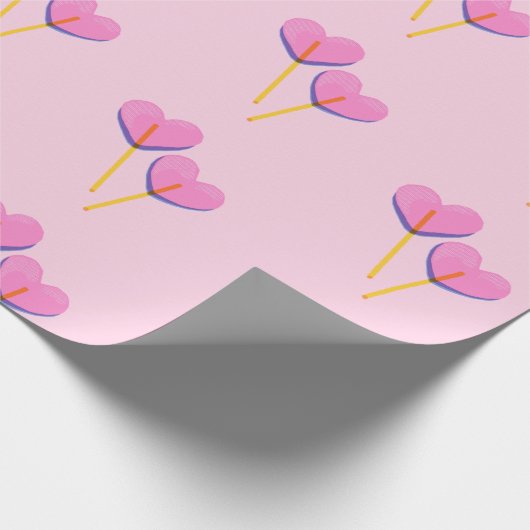 Herz Lillipop Rosa Geschenk Geschenkpapier (Ecke)