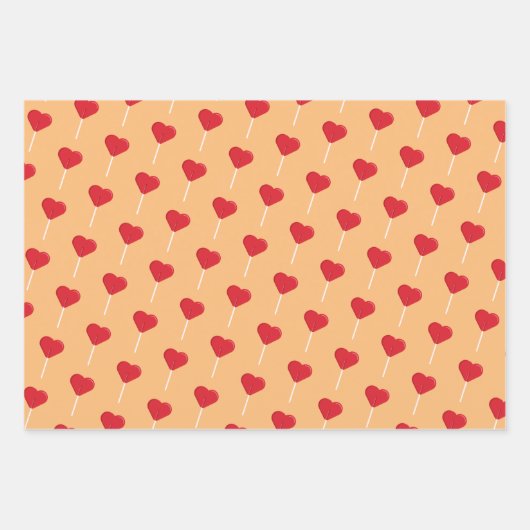 Herz Lollipop Valentinstag Muster Geschenkpapier Set (Vorderseite 2)