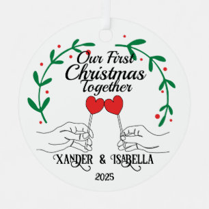 Herz Lollipops Erste Weihnachten gemeinsam Ornament Aus Metall