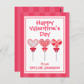 Herz Lollipops Personalisiert Valentinskarte Postkarte (Vorne/Hinten)