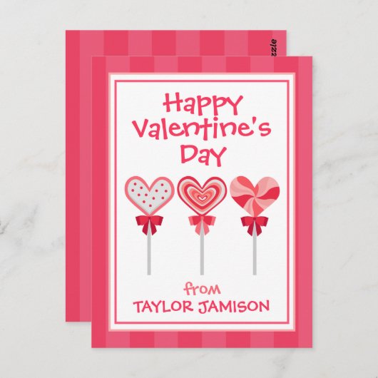 Herz Lollipops Personalisiert Valentinskarte Postkarte (Vorne/Hinten)