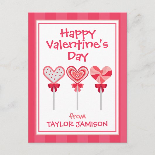 Herz Lollipops Personalisiert Valentinskarte Postkarte (Vorderseite)