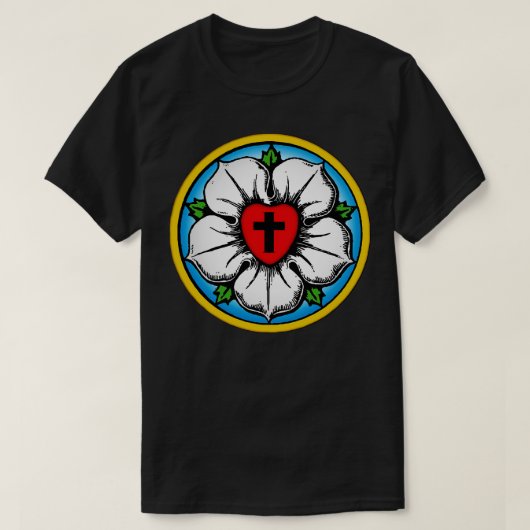 Herz-Lutheran-Rose T-Shirt (Design vorne)