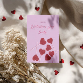 Herz-Lutscher auf Rosa – Valentinstag-Party Einladung