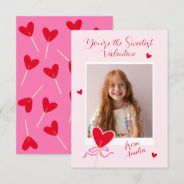 Herz Lutscher Foto Schleife Süßester Valentinstag  Mitteilungskarte