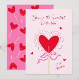Herz Lutscher Schleife XOXO Süßester Valentinstag  Feiertagskarte
